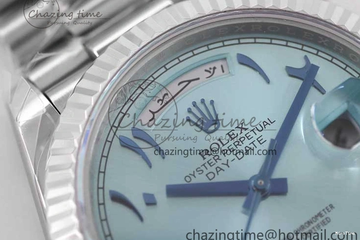 MiroTime 0329 Comfortable Day Date 40mm SS 904L Steel TWF 1:1 Best Edition Ice Blue Arabic Dial on SS Bracelet A 2357
